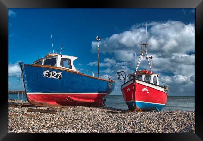 Colourful Boats at Beer Framed Print by Paul F Prestidge