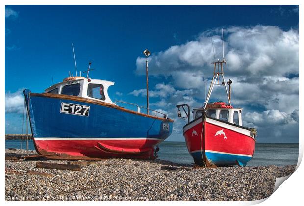 Colourful Boats at Beer Print by Paul F Prestidge