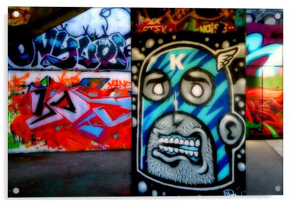 Southbank Skate Park Graffiti Street Art London Acrylic by Andy Evans Photos