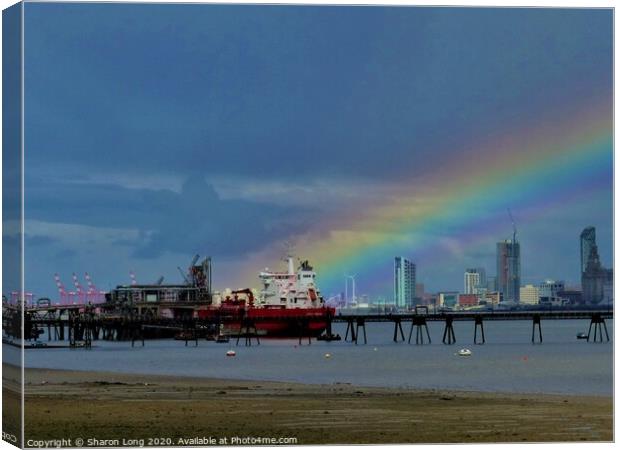 The Mersey Rainbow Canvas Print by Photography by Sharon Long 