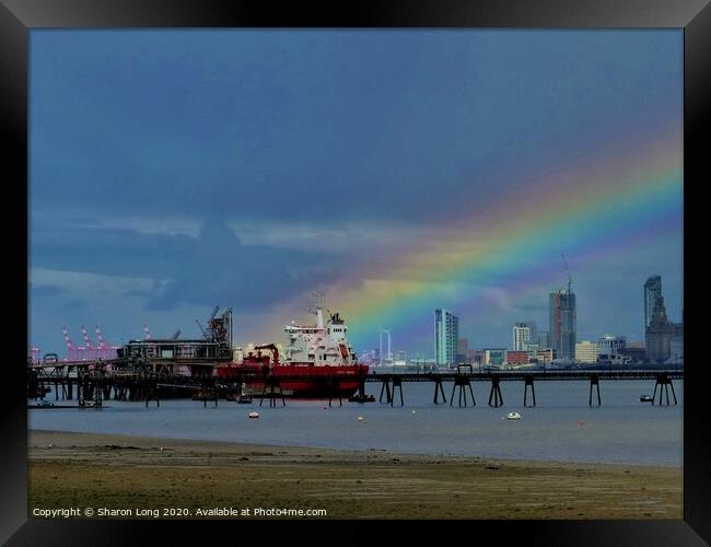 The Mersey Rainbow Framed Print by Photography by Sharon Long 