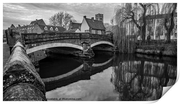 The oldest bridge in Norwich bw Print by Chris Yaxley