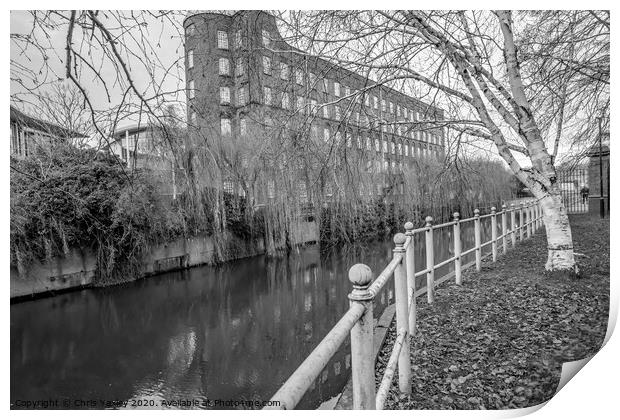 Riverside walk, Norwich bw Print by Chris Yaxley