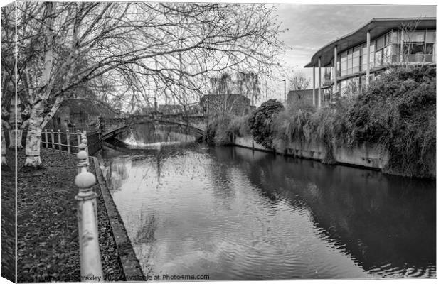 White Friars Bridge over the River Wensum bw Canvas Print by Chris Yaxley