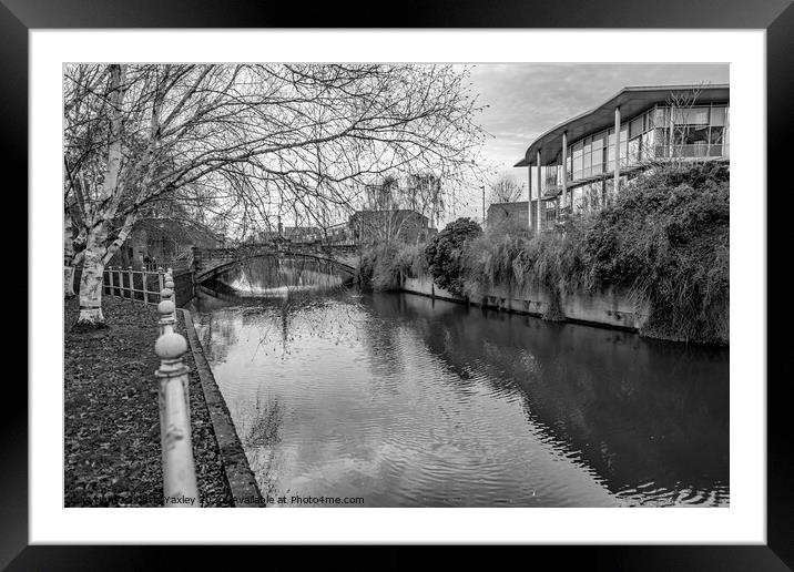 White Friars Bridge over the River Wensum bw Framed Mounted Print by Chris Yaxley