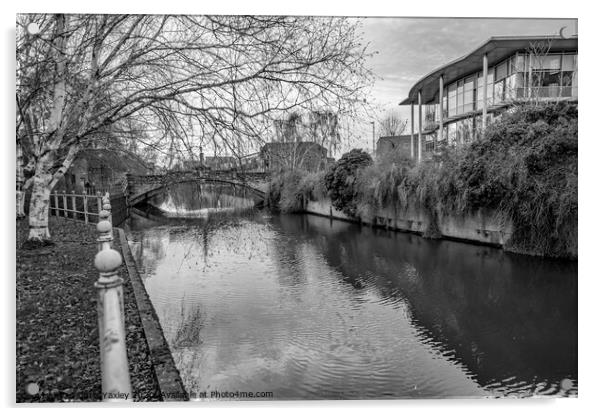 White Friars Bridge over the River Wensum bw Acrylic by Chris Yaxley