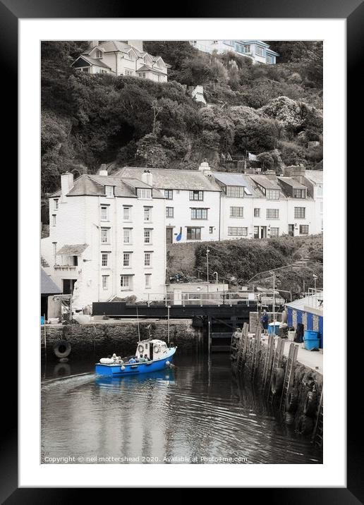 The Blue Boat - Polperro, Cornwall. Framed Mounted Print by Neil Mottershead