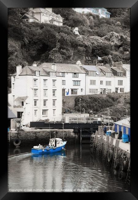 The Blue Boat - Polperro, Cornwall. Framed Print by Neil Mottershead