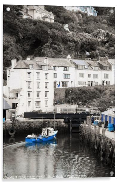 The Blue Boat - Polperro, Cornwall. Acrylic by Neil Mottershead
