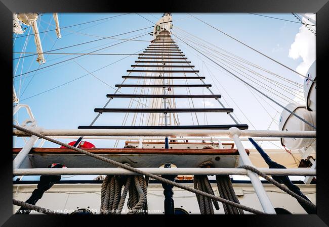 Rope ladders on a sailboat. Framed Print by Joaquin Corbalan
