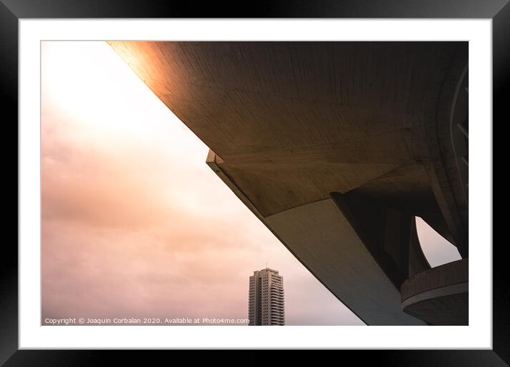 Warm tones background of a city financial district, valencia Framed Mounted Print by Joaquin Corbalan