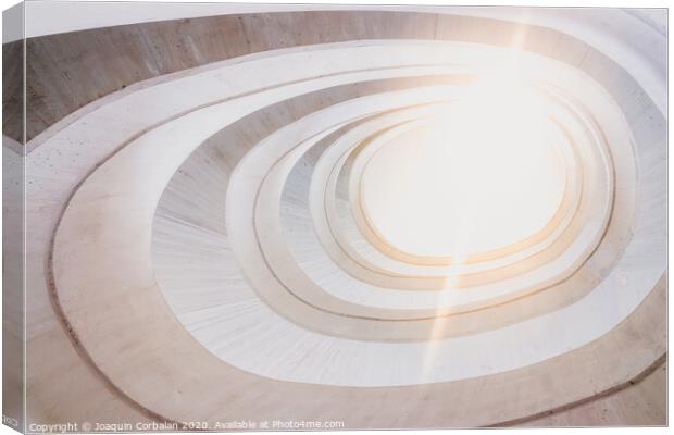 Circular concrete construction, abstract geometry background of light and bright tones. Canvas Print by Joaquin Corbalan