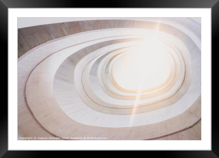 Circular concrete construction, abstract geometry background of light and bright tones. Framed Mounted Print by Joaquin Corbalan