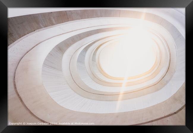 Circular concrete construction, abstract geometry background of light and bright tones. Framed Print by Joaquin Corbalan