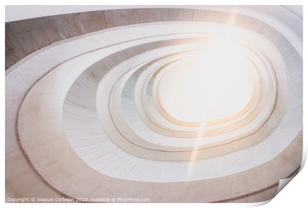 Circular concrete construction, abstract geometry background of light and bright tones. Print by Joaquin Corbalan
