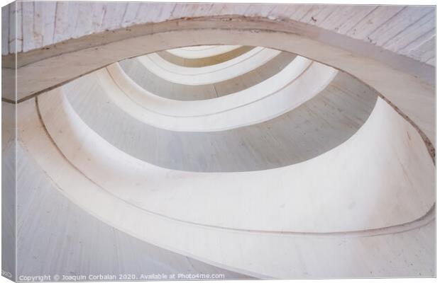 Circular concrete construction, abstract geometry background of light and bright tones. Canvas Print by Joaquin Corbalan