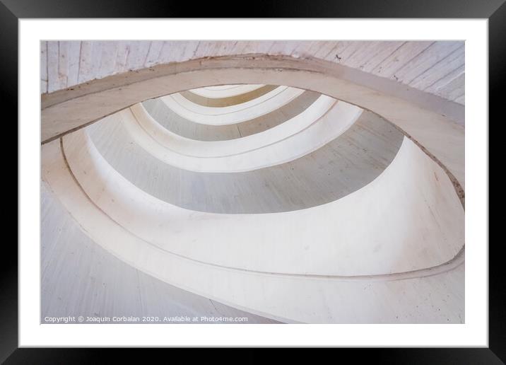 Circular concrete construction, abstract geometry background of light and bright tones. Framed Mounted Print by Joaquin Corbalan