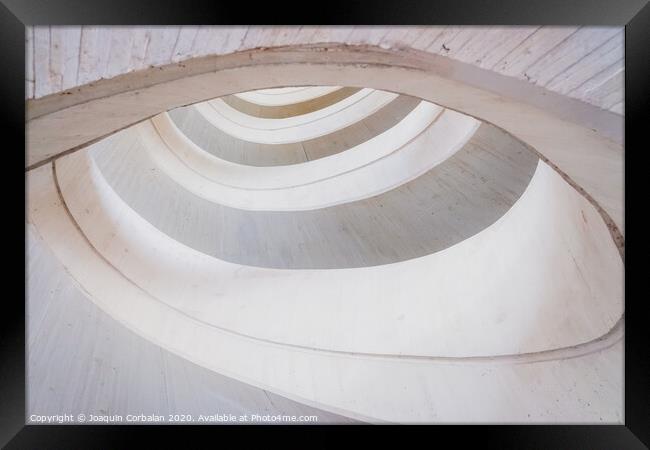 Circular concrete construction, abstract geometry background of light and bright tones. Framed Print by Joaquin Corbalan
