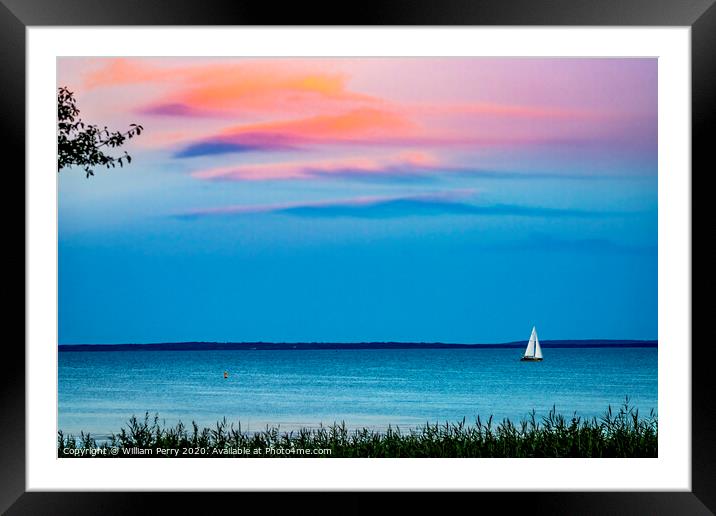 Padanaram View Sunset Sailboat Ocean Dartmouth Massachusetts Framed Mounted Print by William Perry