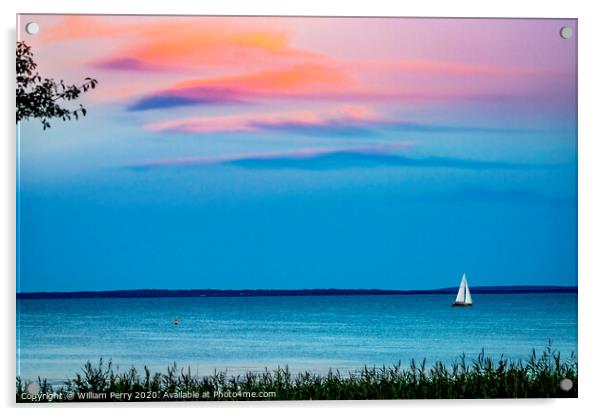 Padanaram View Sunset Sailboat Ocean Dartmouth Massachusetts Acrylic by William Perry