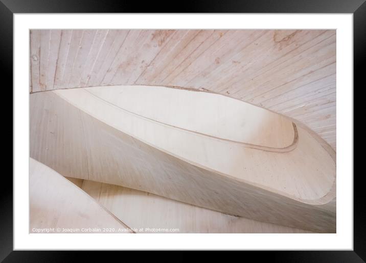 Curved lines bent on a solid background of light colors Framed Mounted Print by Joaquin Corbalan