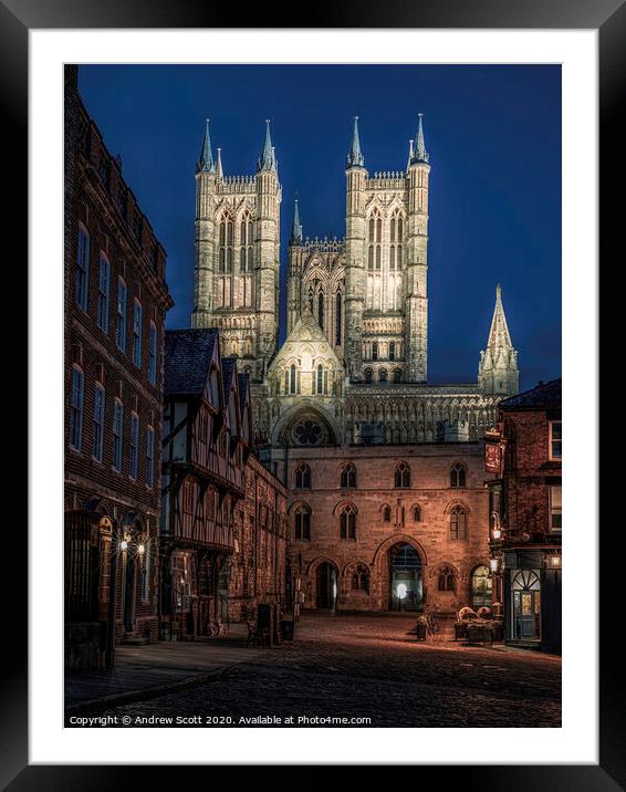 Lincoln Cathedral at night Framed Mounted Print by Andrew Scott