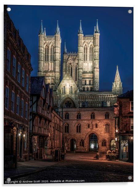 Lincoln Cathedral at night Acrylic by Andrew Scott