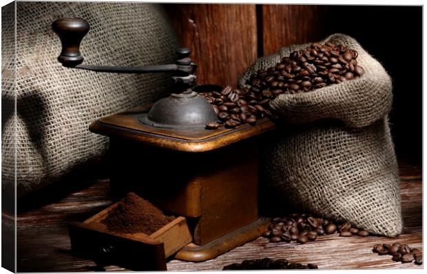 Coffe grinder with beans Canvas Print by Alessandro Della Torre