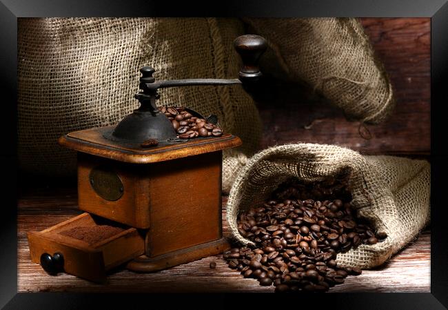 Coffe grinder with beans Framed Print by Alessandro Della Torre