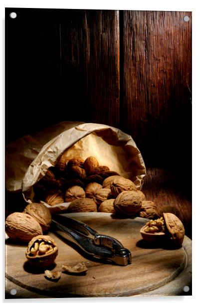 walnuts traditional bag with chopping board Acrylic by Alessandro Della Torre