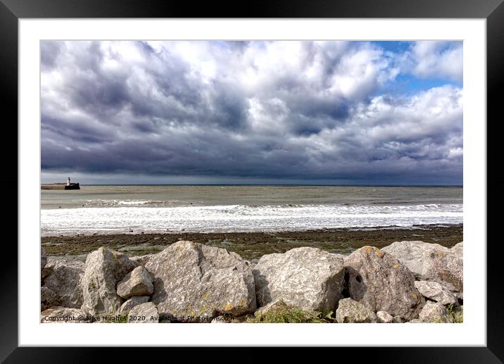 Breakwater at Whitehaven Framed Mounted Print by Mike Hughes