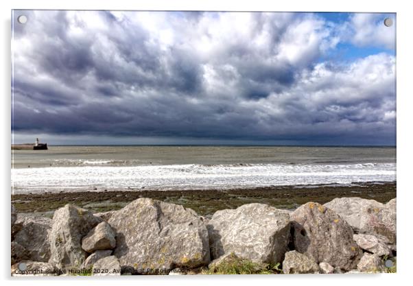 Breakwater at Whitehaven Acrylic by Mike Hughes