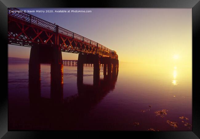 The Tay Bridge Dundee, at Sunset Framed Print by Navin Mistry