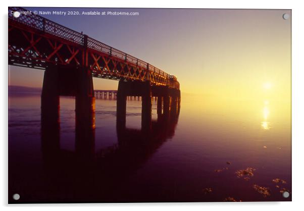 The Tay Bridge Dundee, at Sunset Acrylic by Navin Mistry