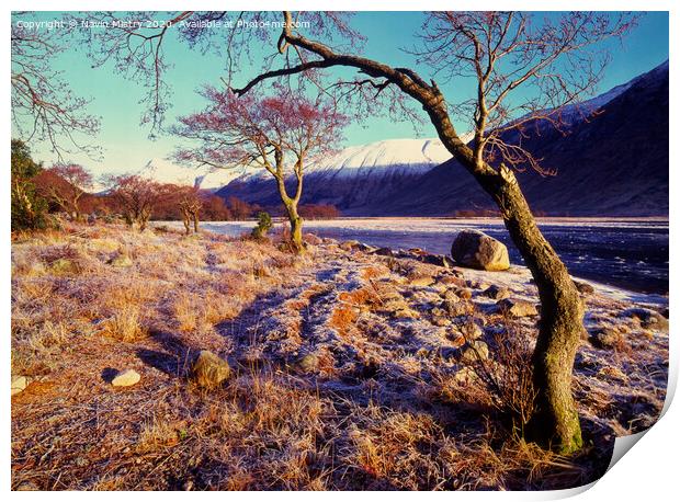 A winter scene of Glen Etive, Highlands, Scotland Print by Navin Mistry