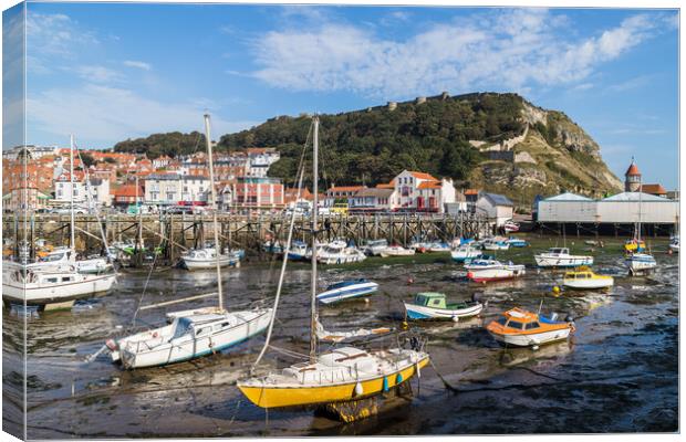 Low tide in Scarborough harbour Canvas Print by Jason Wells