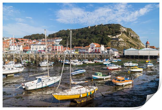 Low tide in Scarborough harbour Print by Jason Wells
