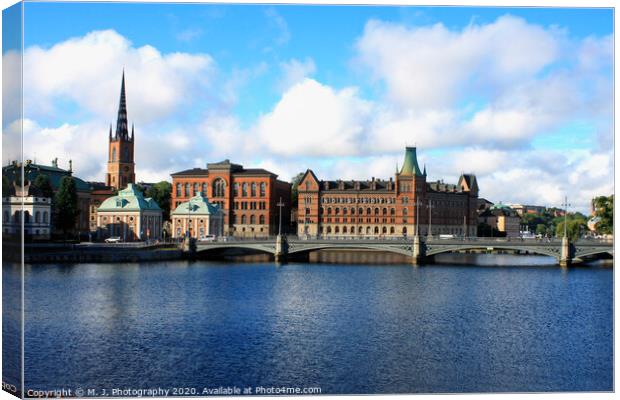 sweden capital Stockolm - landmark on urban part  Canvas Print by M. J. Photography
