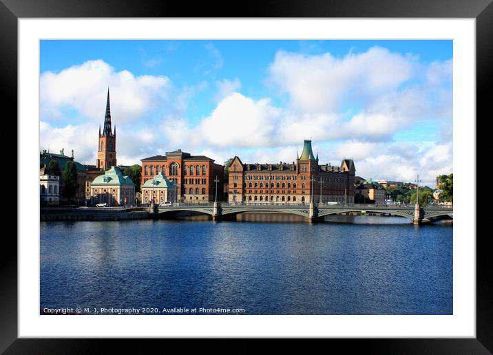 sweden capital Stockolm - landmark on urban part  Framed Mounted Print by M. J. Photography