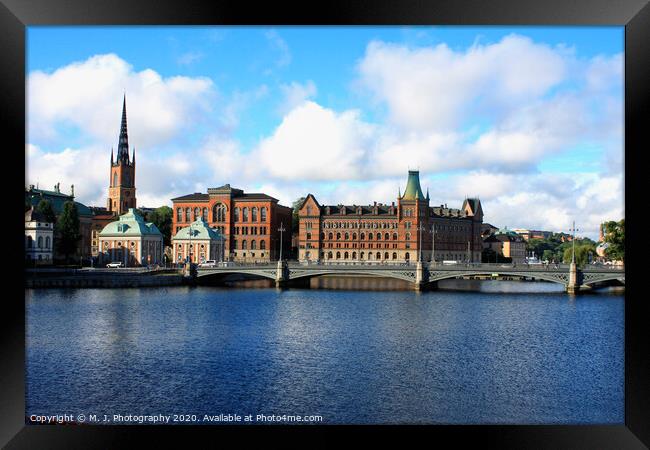 sweden capital Stockolm - landmark on urban part  Framed Print by M. J. Photography