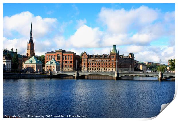 sweden capital Stockolm - landmark on urban part  Print by M. J. Photography