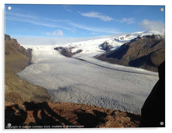 Glacier seen from the top of the mountain. Acrylic by Joaquin Corbalan