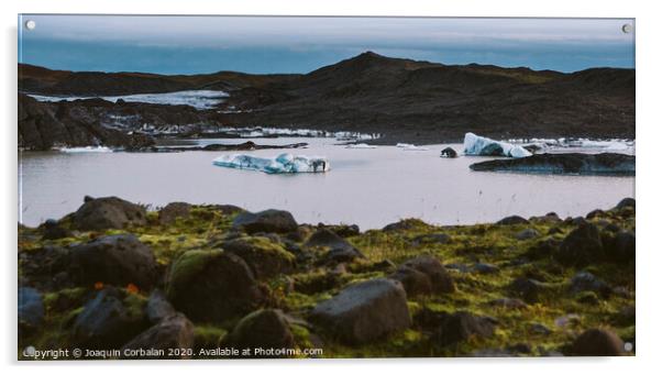 Large blocks of broken ice from an Icelandic glacier. Acrylic by Joaquin Corbalan