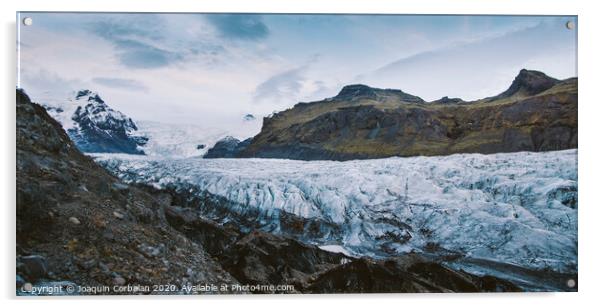 Huge glacier, view of the tongue and its large blocks of ice. Acrylic by Joaquin Corbalan