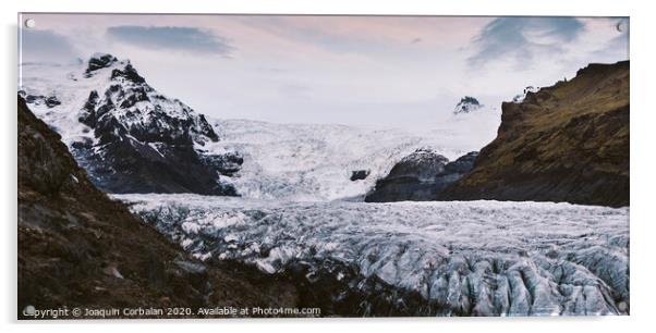 Huge glacier, view of the tongue and its large blocks of ice. Acrylic by Joaquin Corbalan