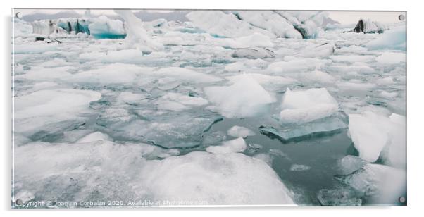 Glacier lake full of large blocks of ice. Acrylic by Joaquin Corbalan