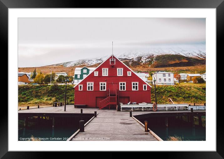 Fishing village on the east coast of Iceland Framed Mounted Print by Joaquin Corbalan