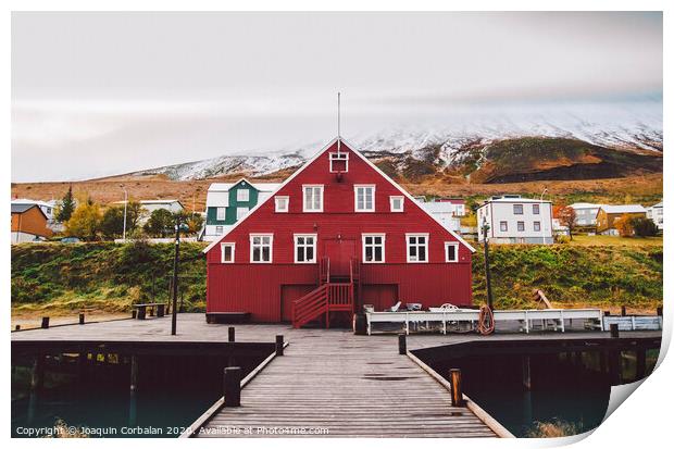 Fishing village on the east coast of Iceland Print by Joaquin Corbalan
