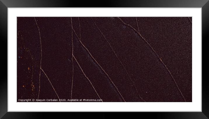 Sand texture of black beach with lines Framed Mounted Print by Joaquin Corbalan