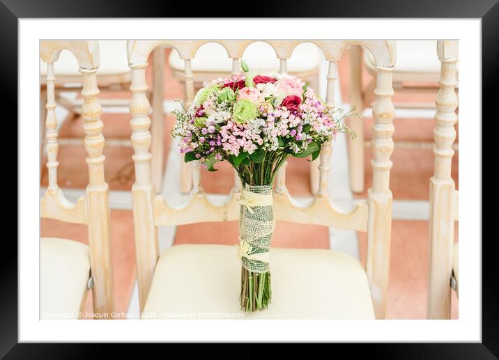 Elegant bridal bouquet with soft tones and very bright. Framed Mounted Print by Joaquin Corbalan